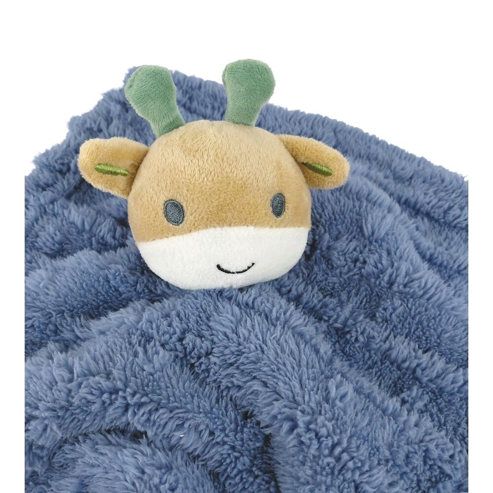 Duck Duck Goose Plush Baby Cow Calf Security Blanket Lovey Blue Soft 12"